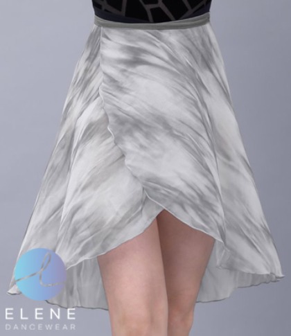 Marble Long Chiffon Wrap Skirt (Gray)
